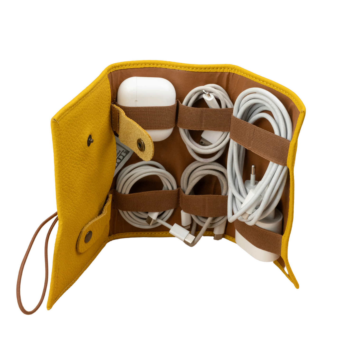 The Cable Roll — Mustard Leather