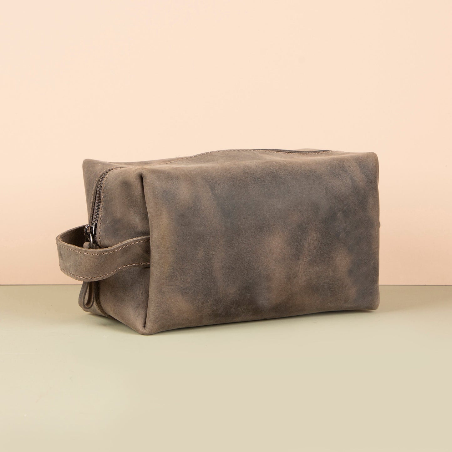 Handmade Leather Makeup Bag — Weathered Brown