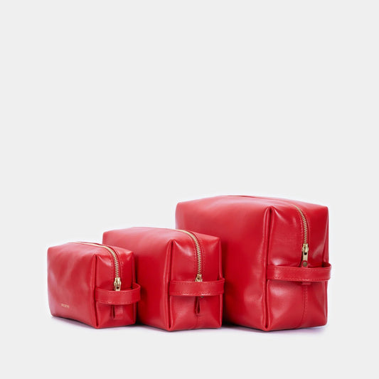 Mirage Leather Toiletry Set — Red