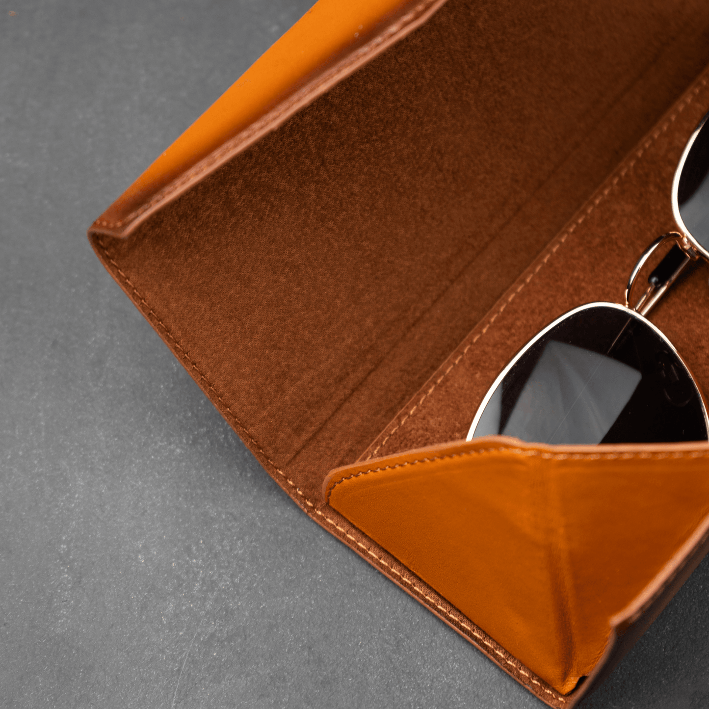 Luxury Leather Sunglasses Case — Camel