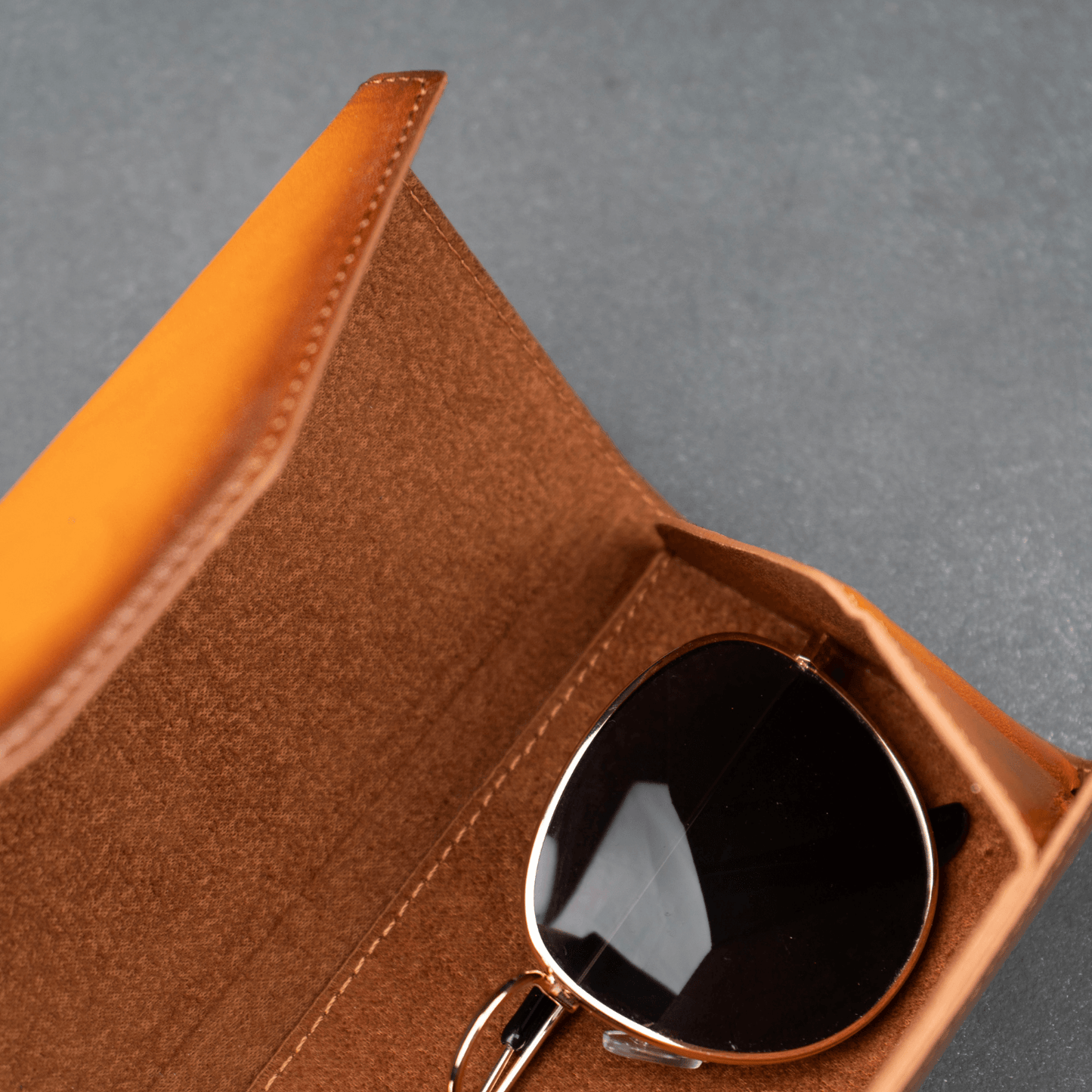 Luxury Leather Sunglasses Case — Camel