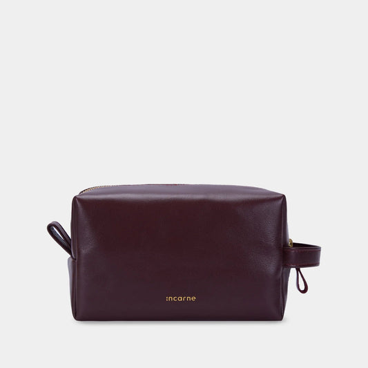 Mirage Leather Toiletry Bag — Burgundy