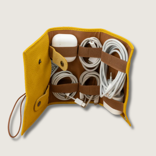 The Cable Roll — Mustard Leather