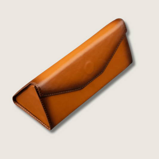 Luxury Leather Sunglasses Case — Camel