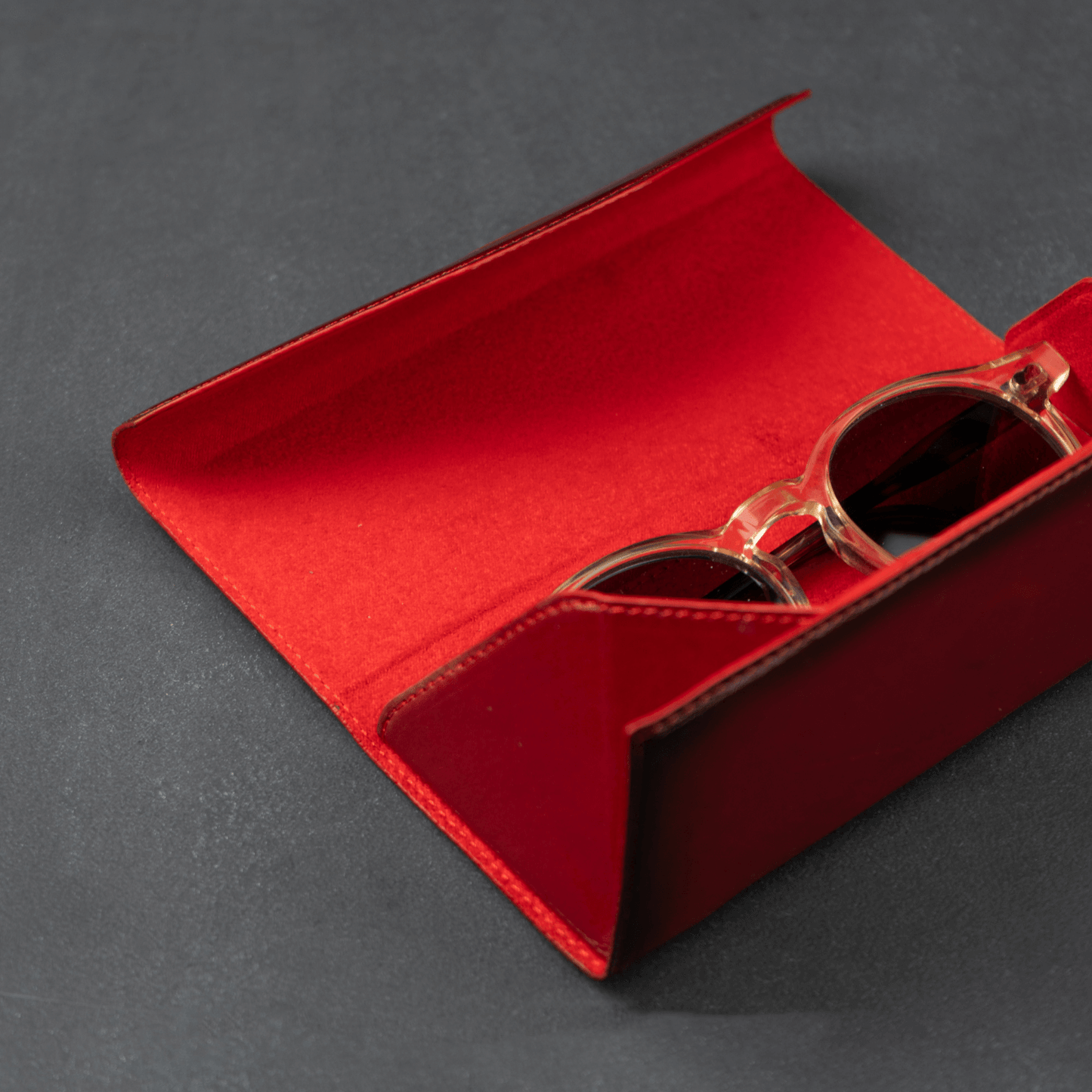 Luxury Leather Sunglasses Case — Red