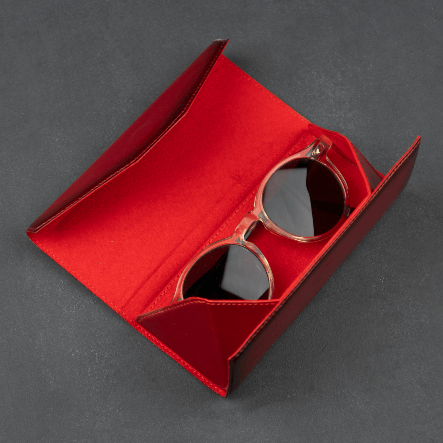Luxury Leather Sunglasses Case — Red
