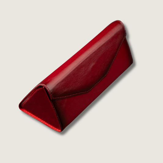 Luxury Leather Sunglasses Case — Red