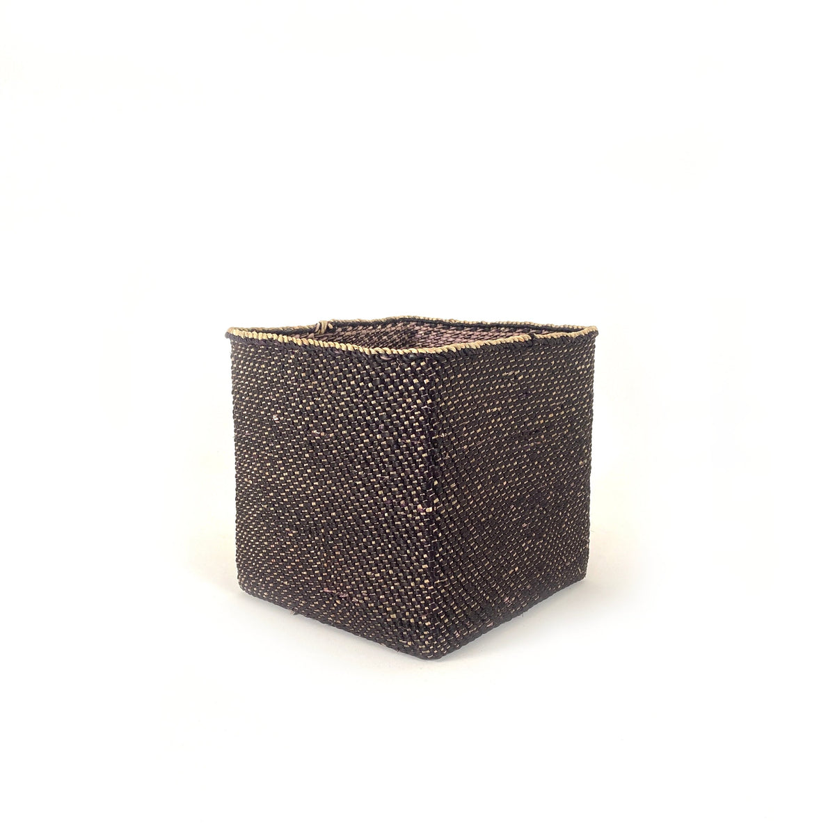 Square Light Black Iringa Basket, close-up detail view