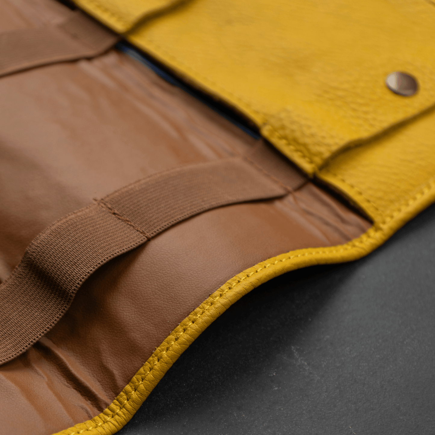 The Cable Roll — Mustard Leather