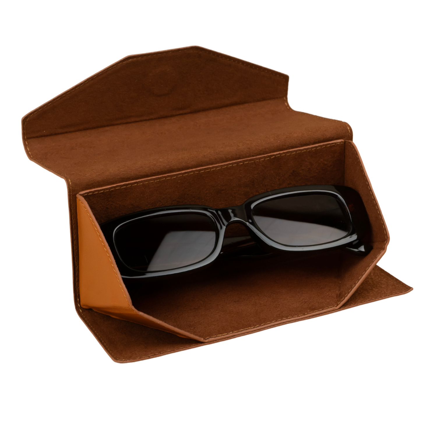 Luxury Leather Sunglasses Case — Camel