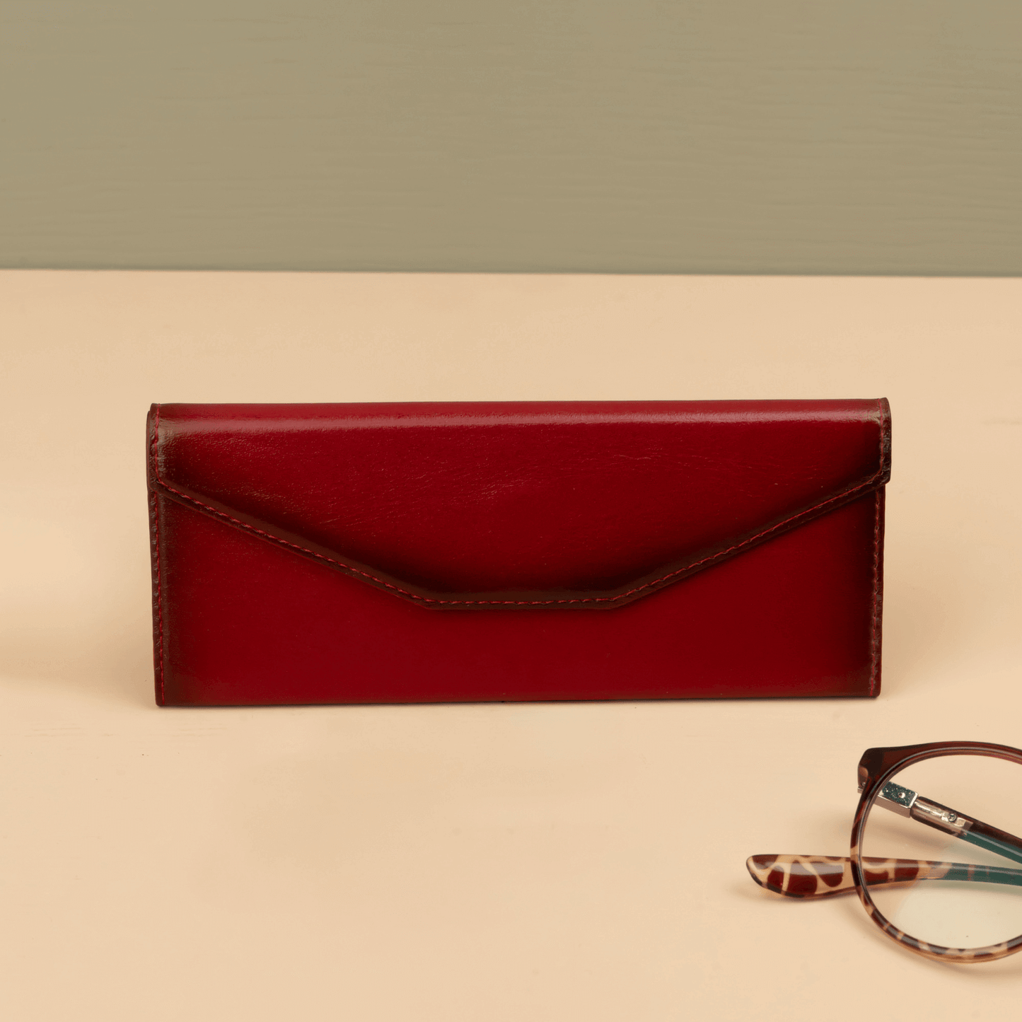 Luxury Leather Sunglasses Case — Red