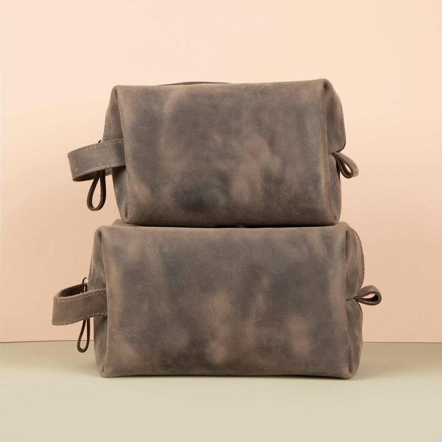 Handmade Leather Makeup Bag — Weathered Brown