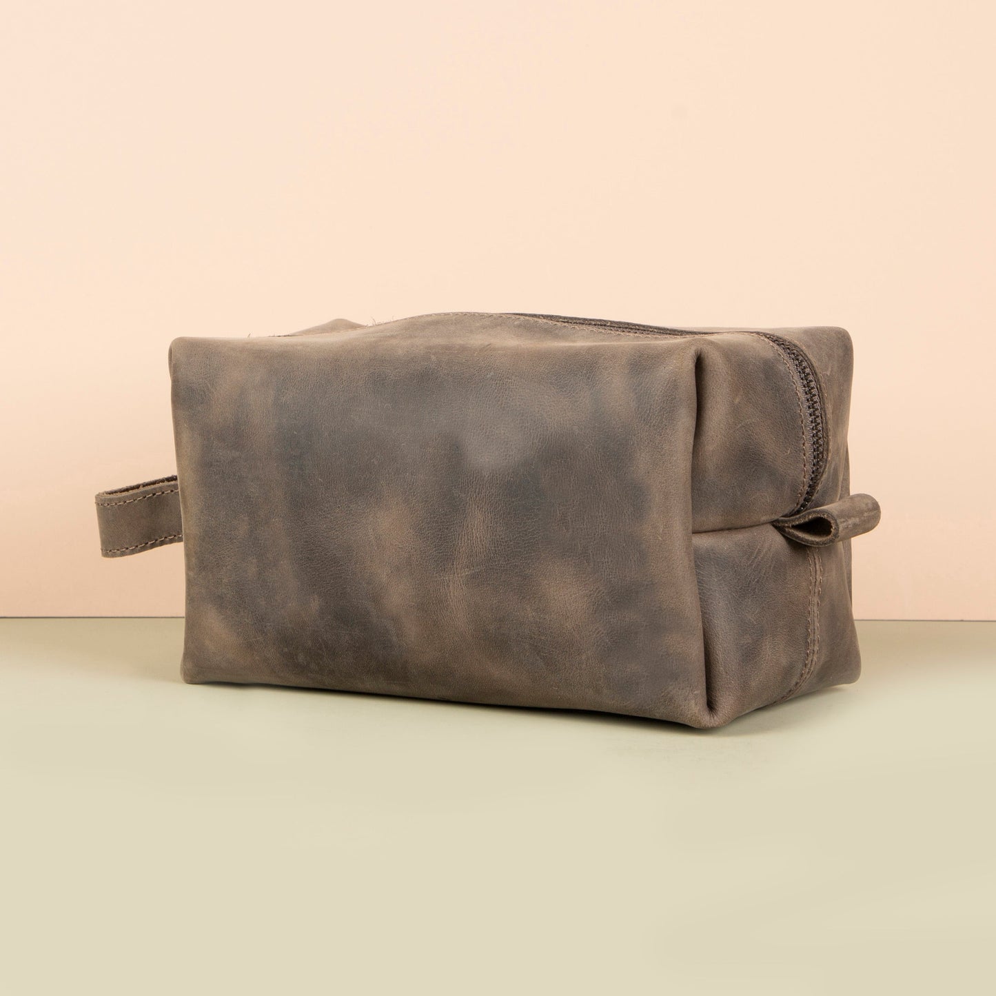 Handmade Leather Makeup Bag — Weathered Brown