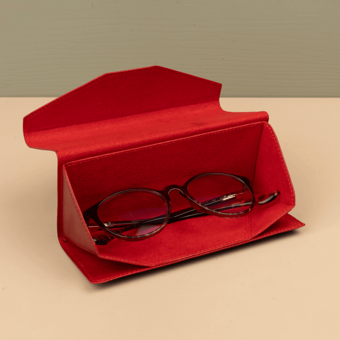 Luxury Leather Sunglasses Case — Red