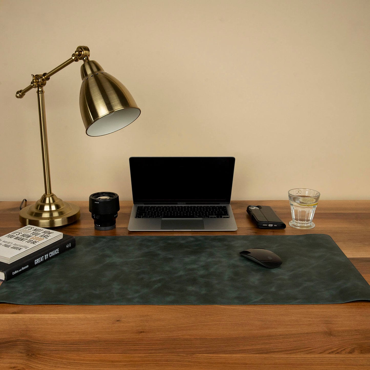 Leather Desk Mat — Forest Green