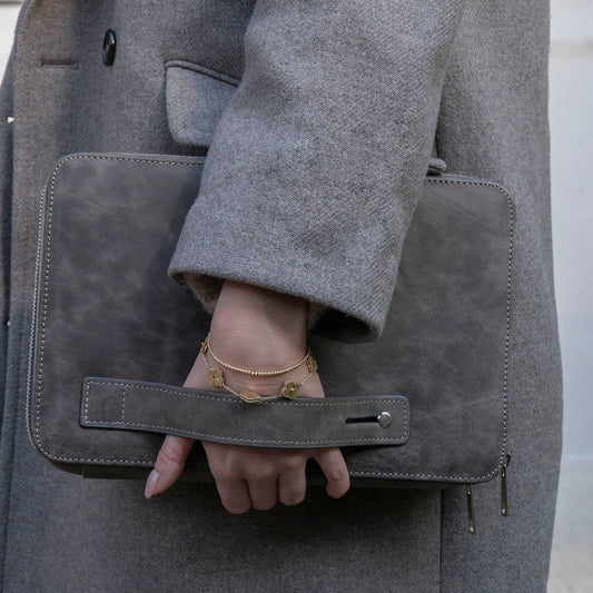 The Tech Case, Slate Leather, side view