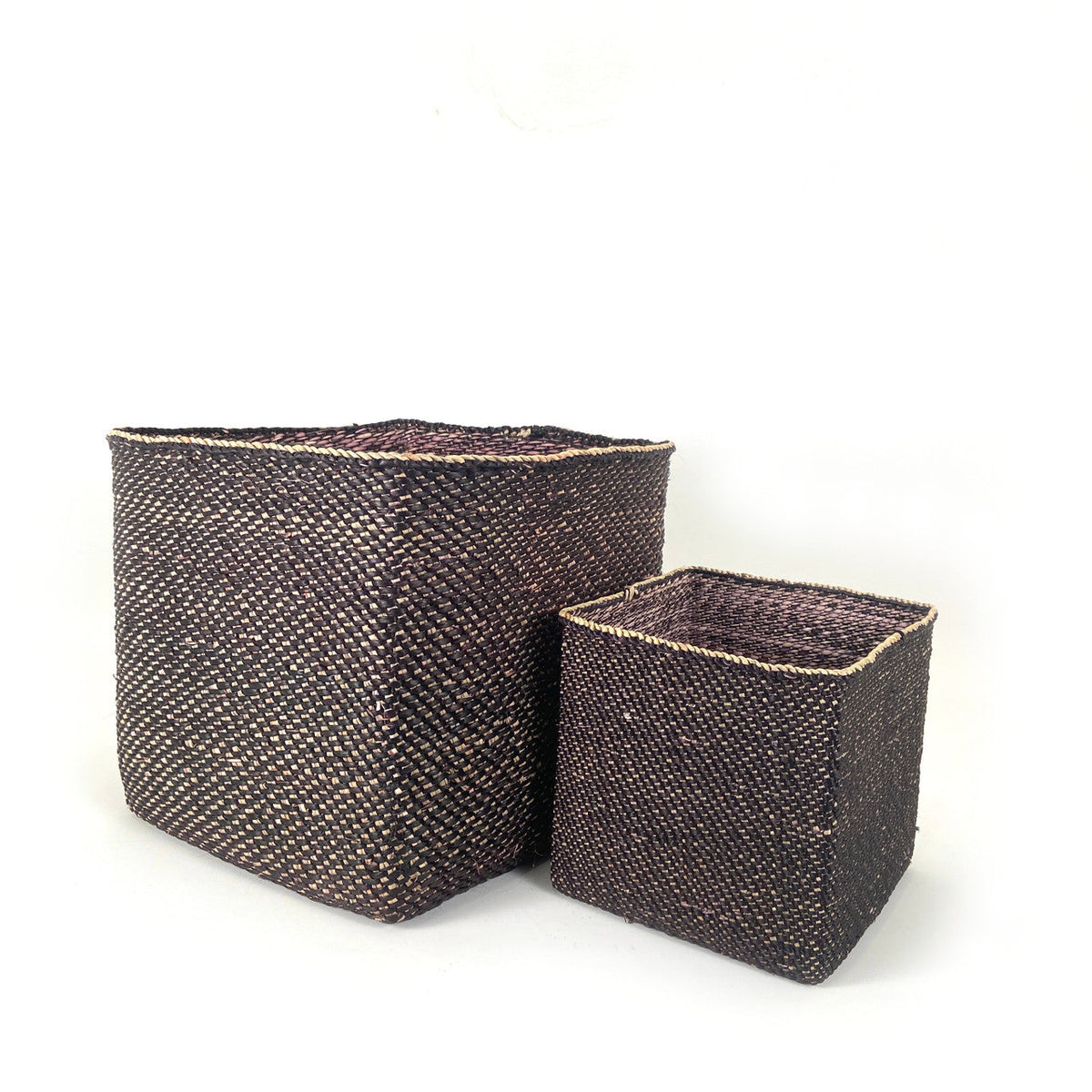 Square Light Black Iringa Basket, front view