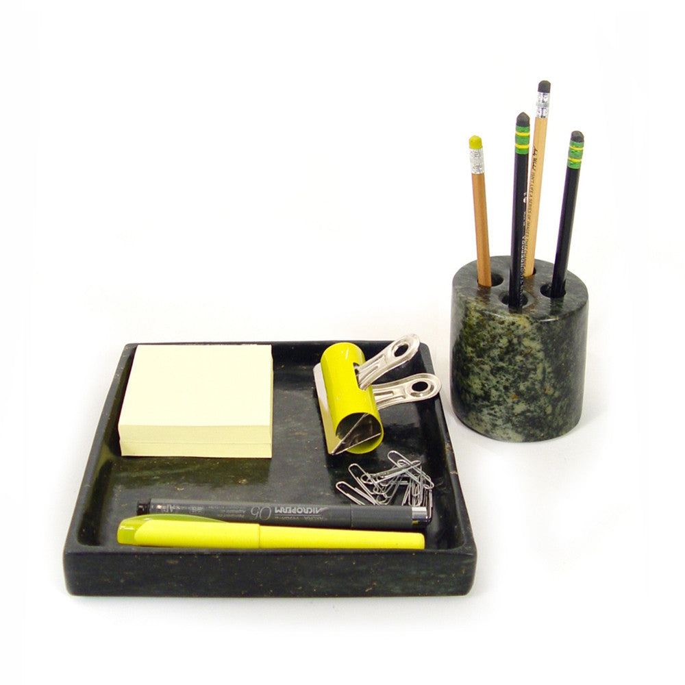 Stone Pencil Holder, close-up detail view